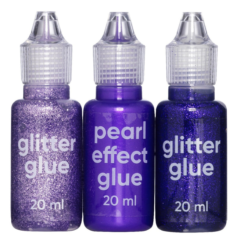 Glitterlijm 3x20 ml - paars