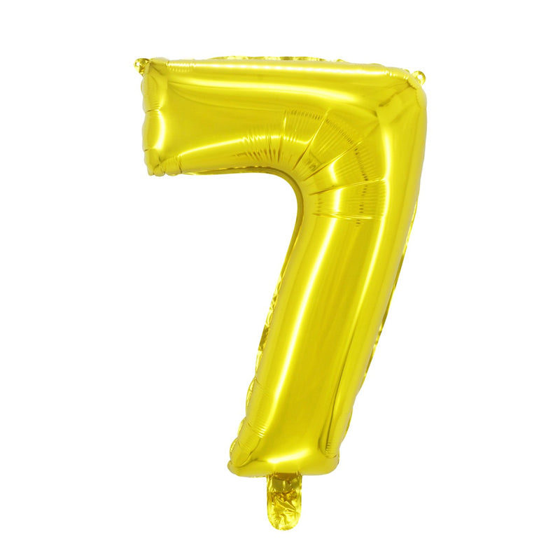 Cijferballon goudkleurig - 32 cm - 7