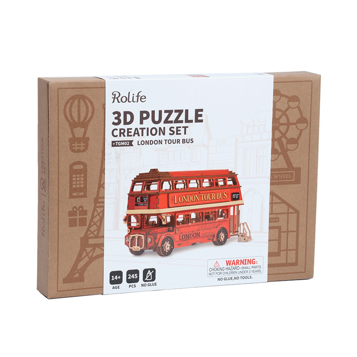 Robotime houten 3D puzzel - London Tour Bus