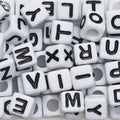 Kralenmix - letters - vierkant - wit met zwart