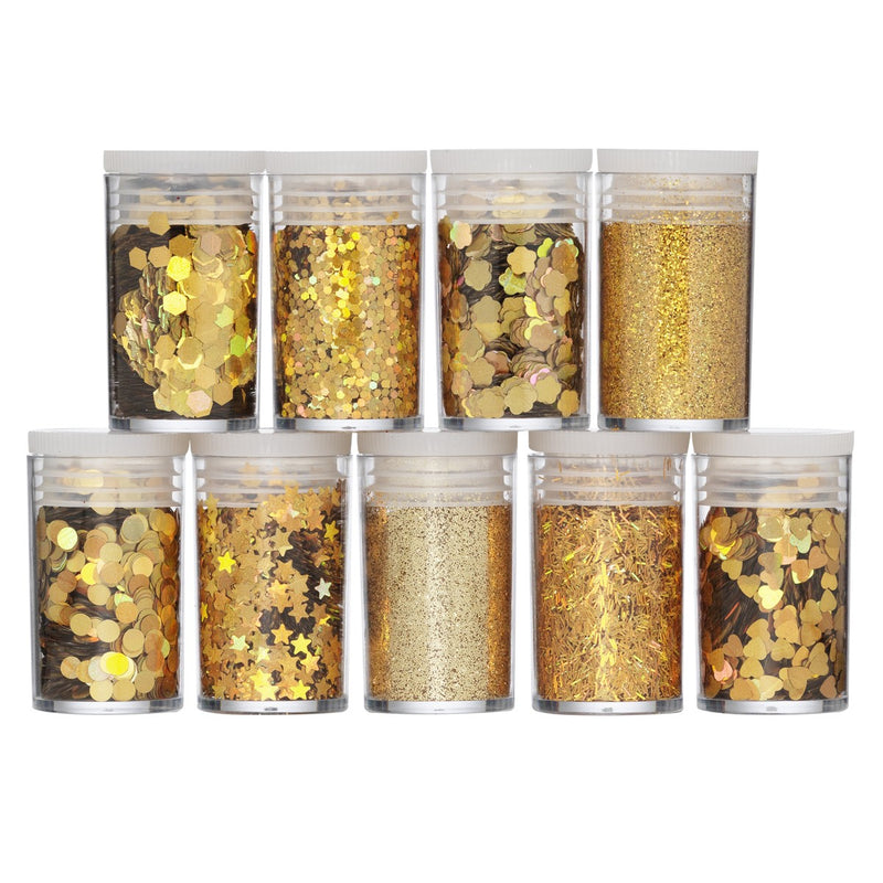 Glitters - set van 9x3 gram - goud