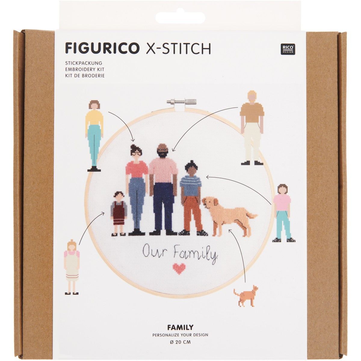 Borduurpakket - 20 cm - family
