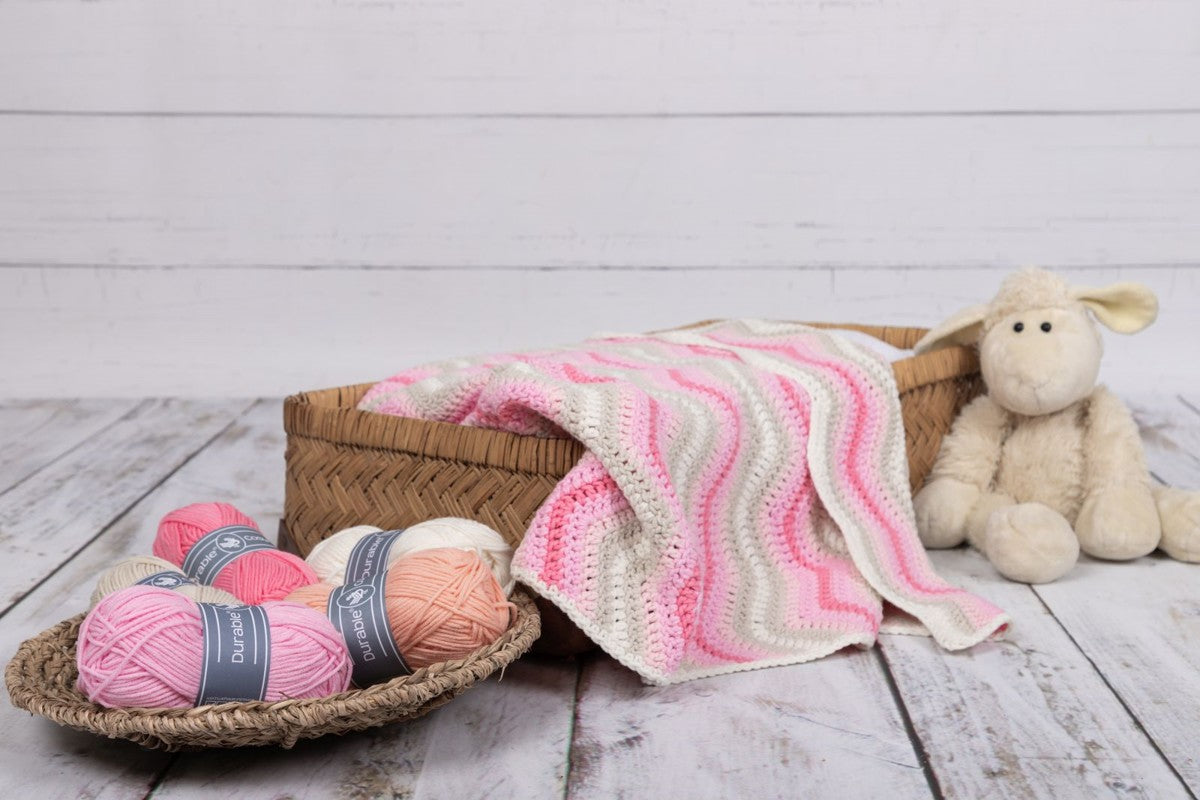 haakpakket baby ripple deken - roze