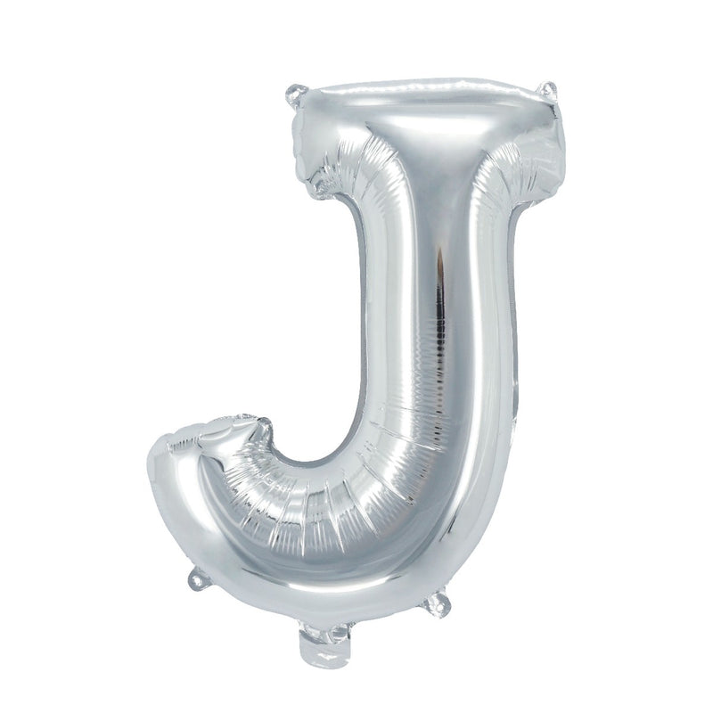 Letterballon zilverkleurig - 32 cm - J