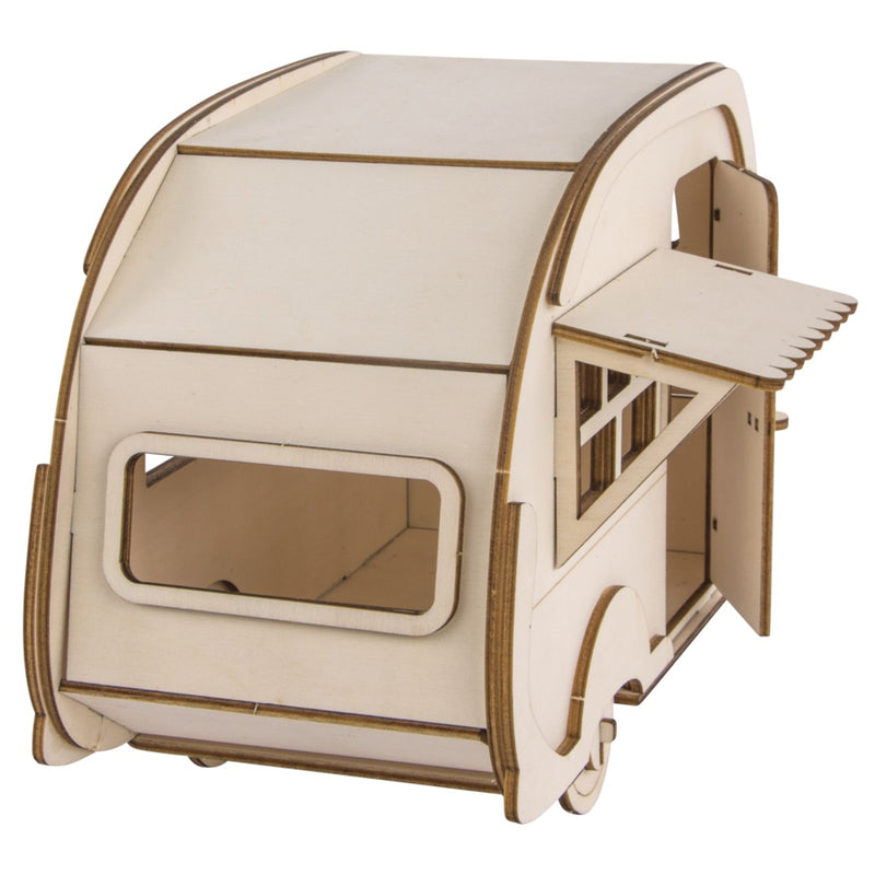 Houten 3D bouwset - caravan