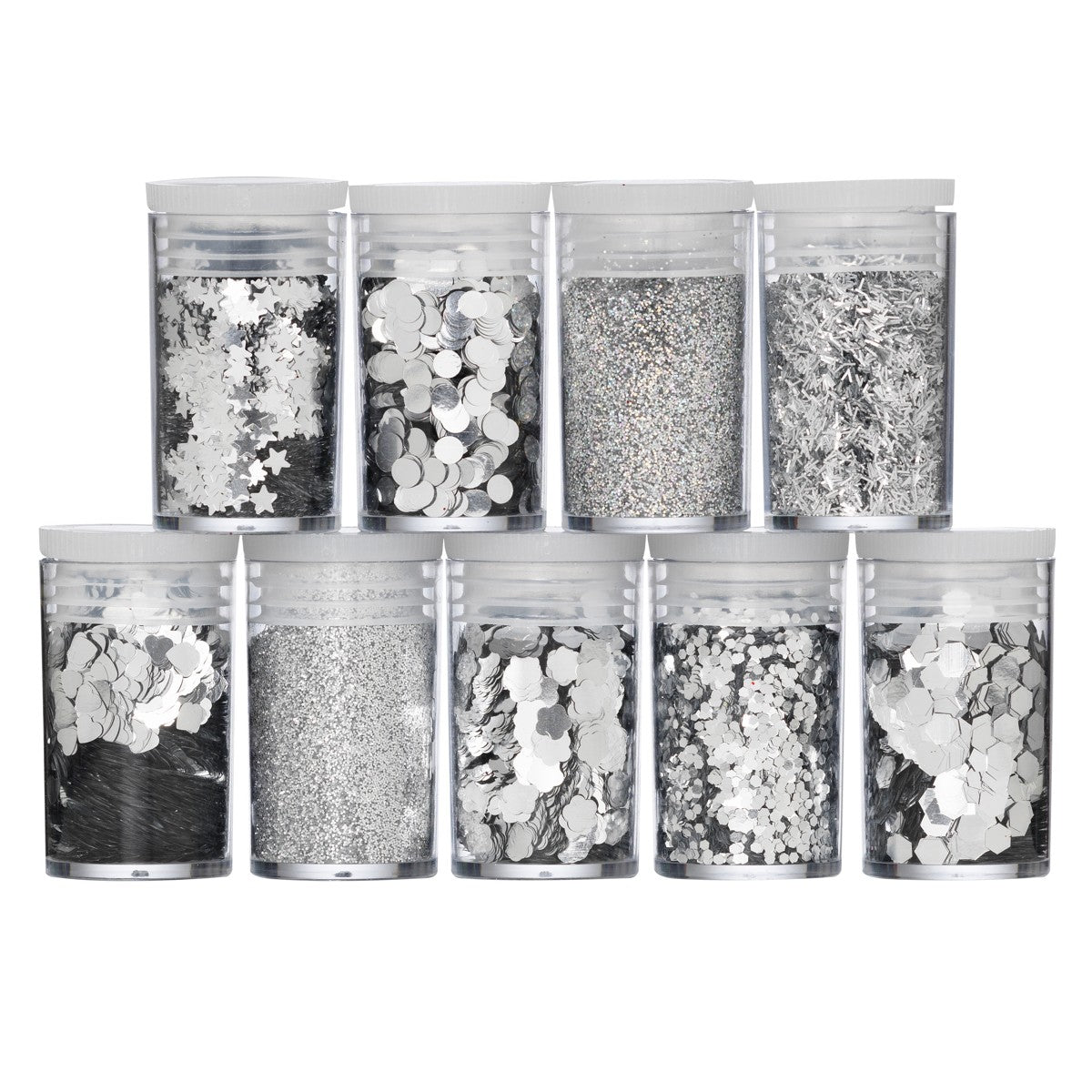 Glitters - set van 9x3 gram - zilver