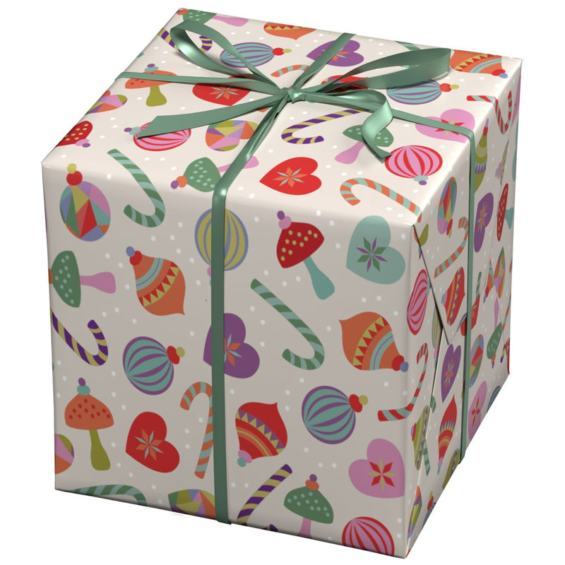 Cadeaupapier - 10 meter - crème/kersthangers