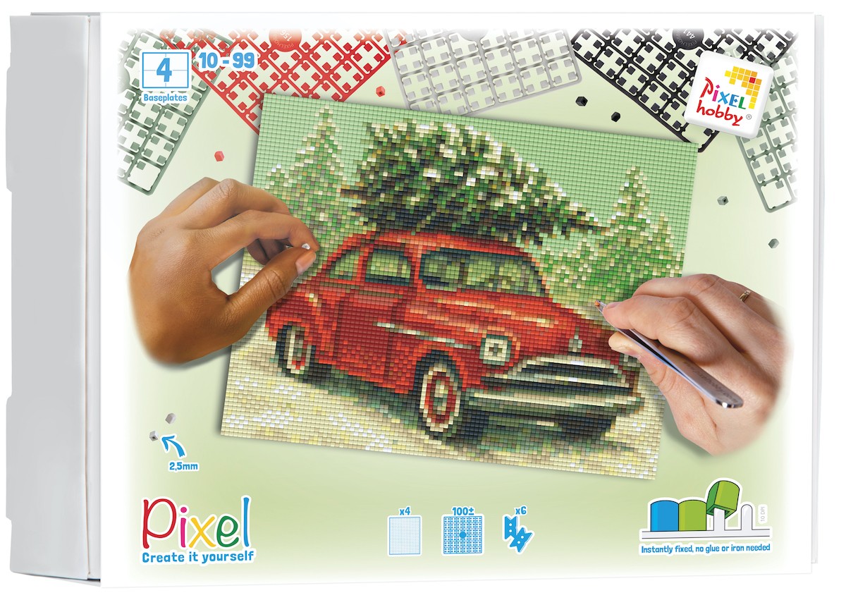 Pixelhobby set - 4 platen - auto met kerstboom