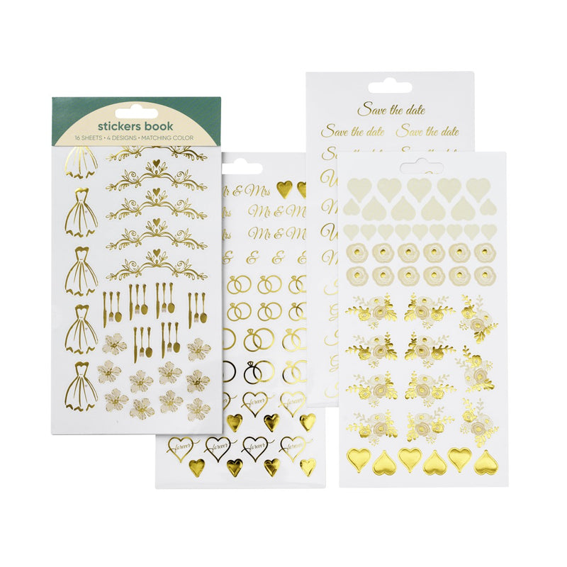 stickers 16 vellen - bruiloft goud