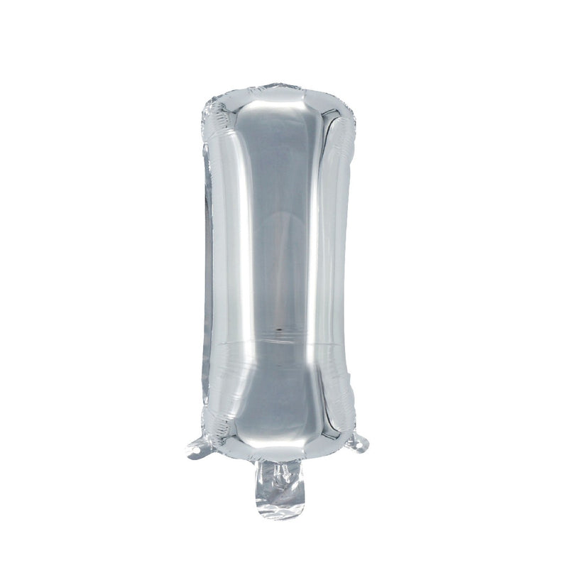 Letterballon zilverkleurig - 32 cm - I