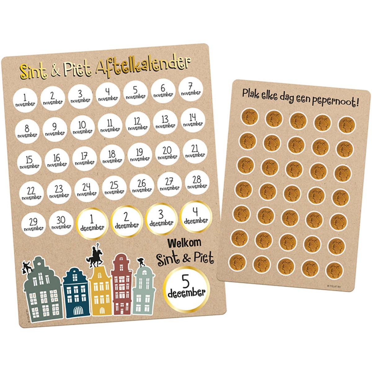 Sticker aftelkalender Sint & Piet
