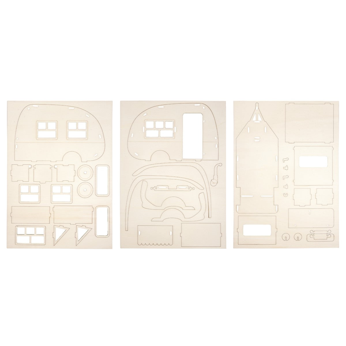 Houten 3D bouwset - caravan