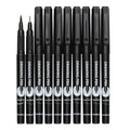 Tekenpennen - 10 stuks - fineliners + brushpen - zwart