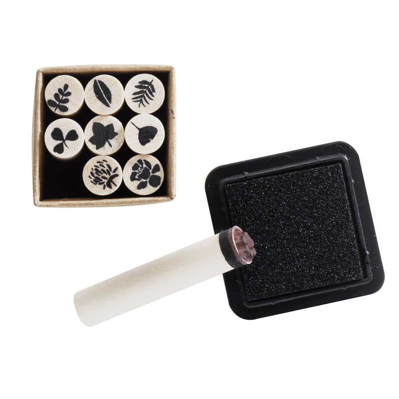 Houten mini stempels - bloemen & blaadjes