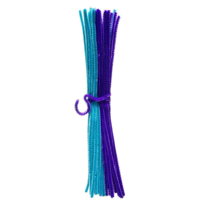 Chenilledraad - 25 stuks - blauw en paars