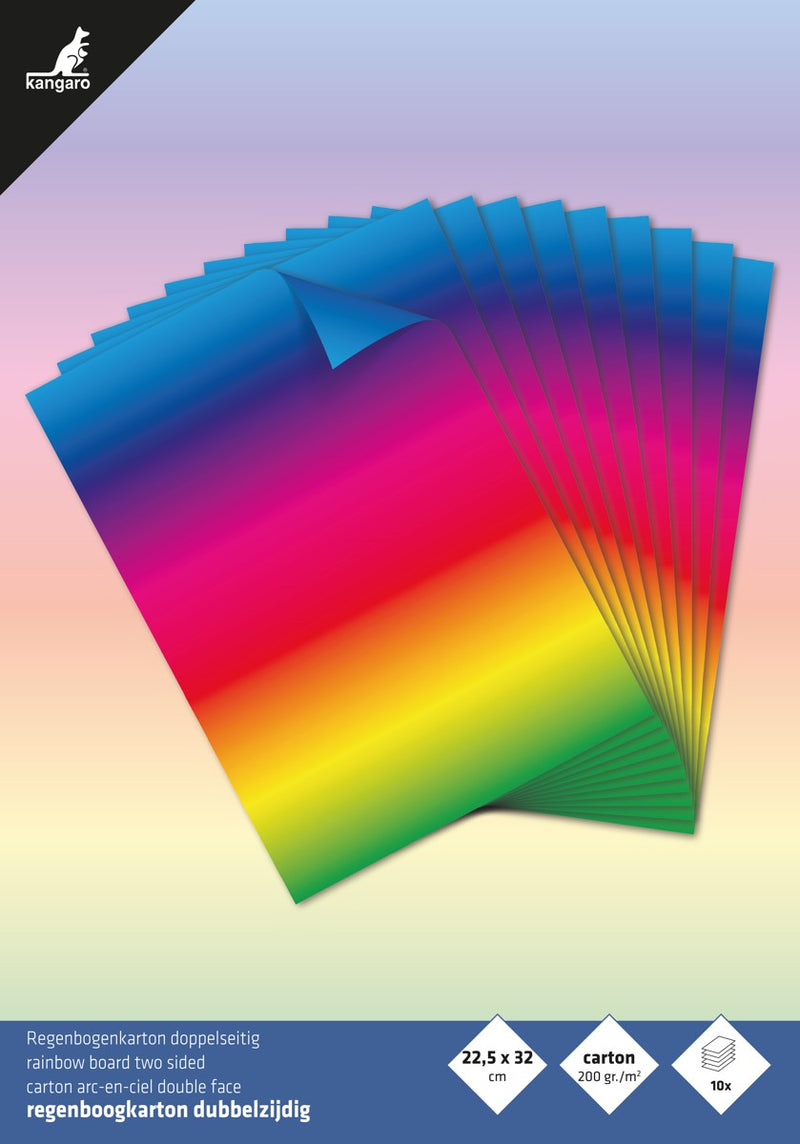 Kangaro - regenboogpapier - 22x32 cm - 10 vellen