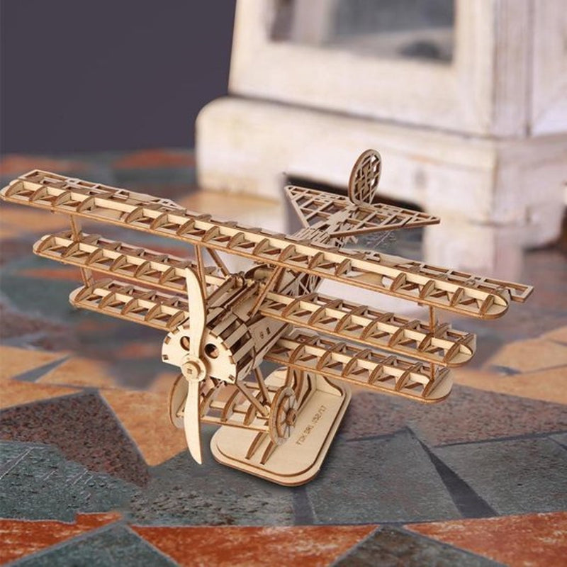 Robotime houten 3D puzzel - Bi-Plane