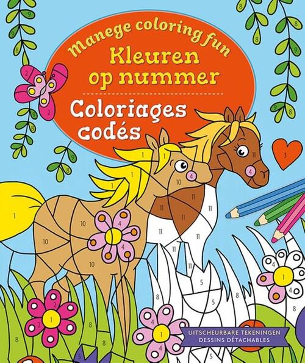 Kleurboek - kleuren op nummer - Manege coloring fun
