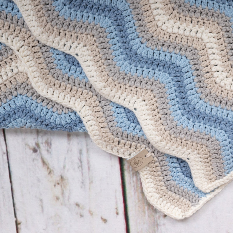 haakpakket baby ripple deken - blauw