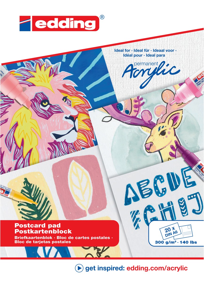 edding blok acrylpapier - A6 - 20 vellen