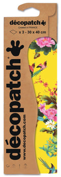 Décopatch - 30x40 cm - 3 vellen - geel met bloemen