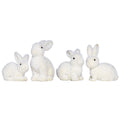 Set van 4 konijntjes polyresin/velours wit