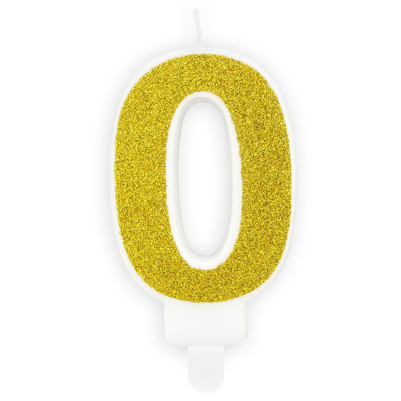 PartyDeco cijferkaars - glitter goud - 0