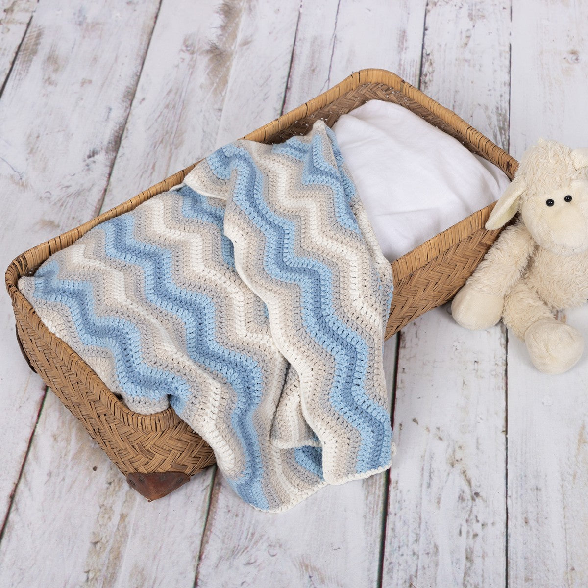 haakpakket baby ripple deken - blauw