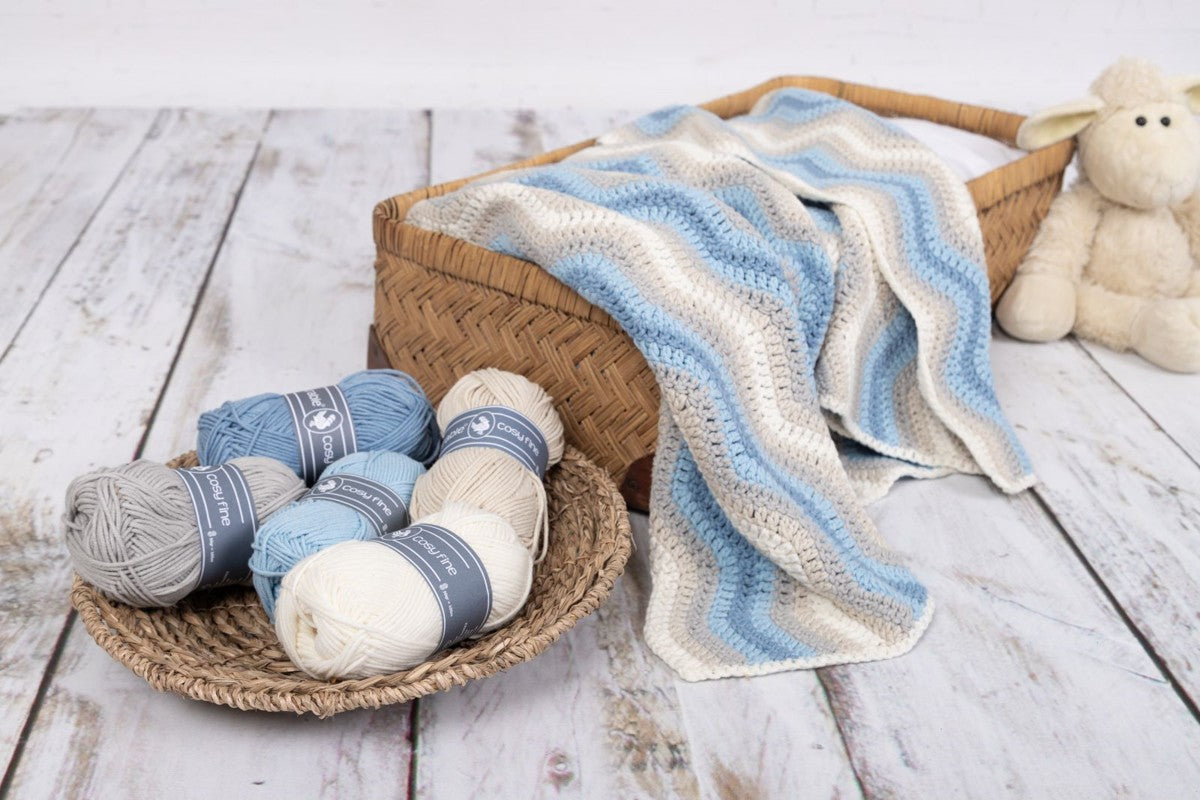 haakpakket baby ripple deken - blauw