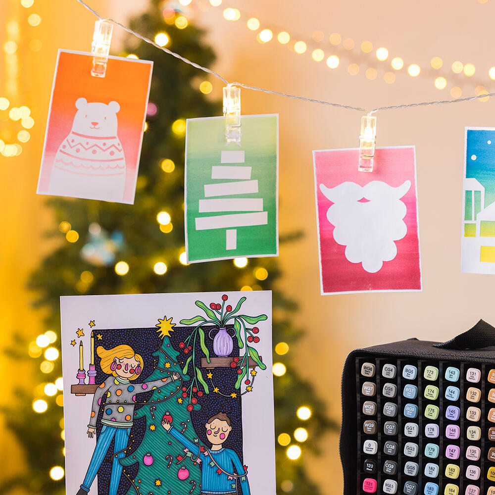 kerstkaarten met alcoholmarkers