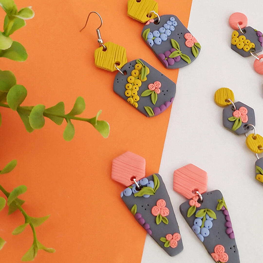 floral FIMO klei oorbellen