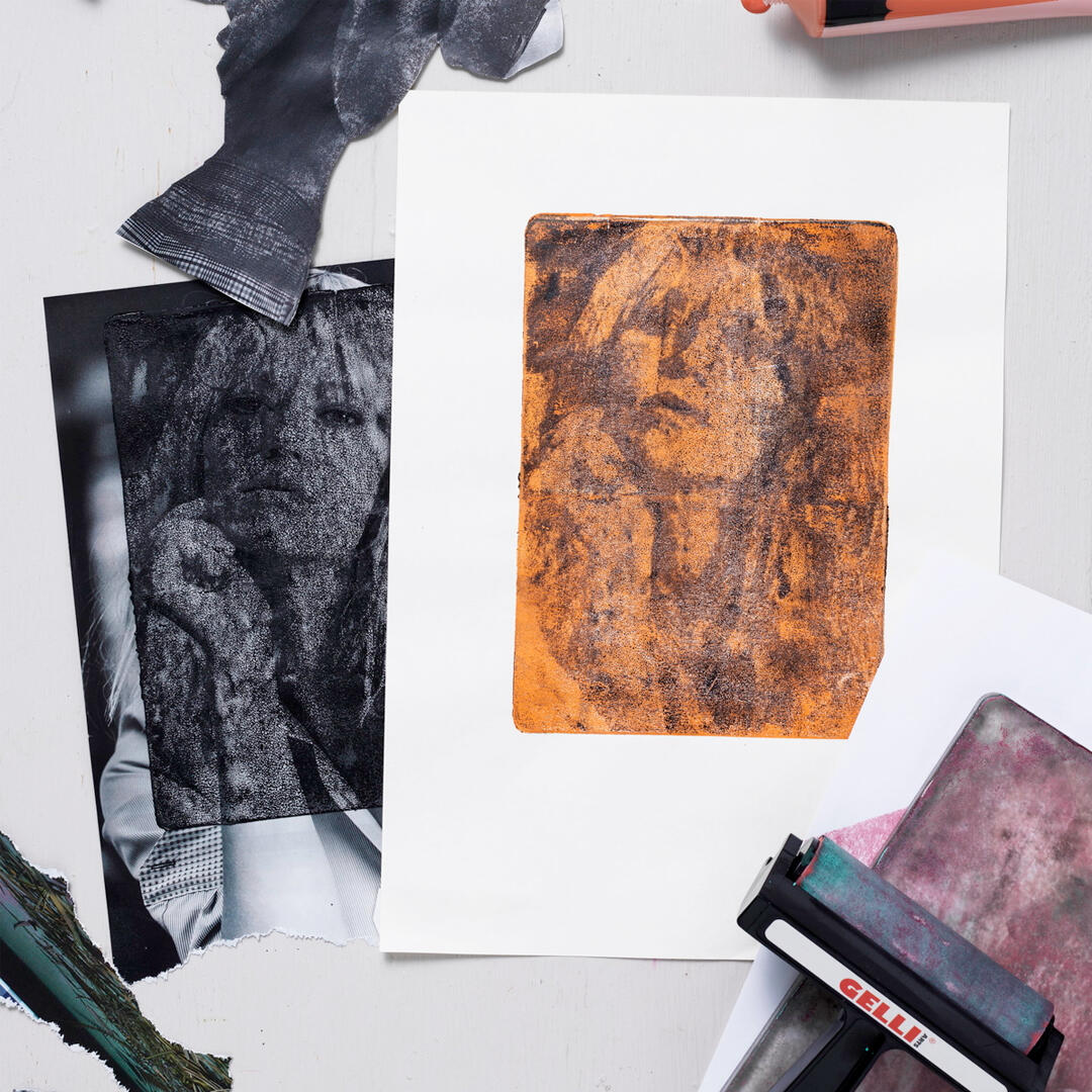 een Gelli Arts magazine portret transfer