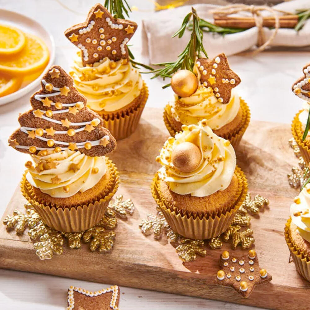 gouden kerstcupcakes