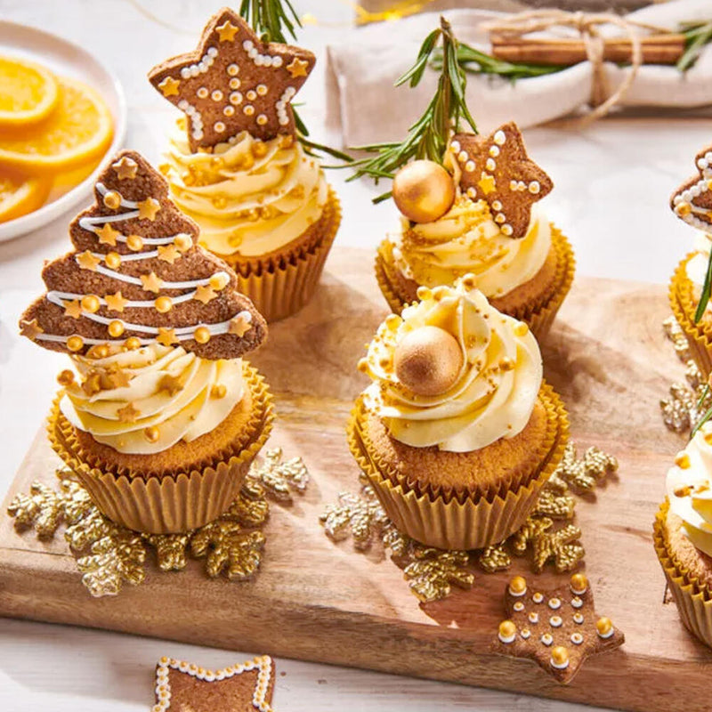 gouden kerstcupcakes