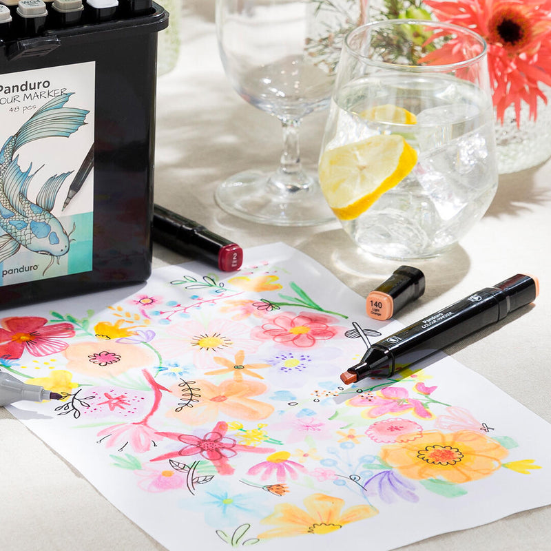 een alcoholmarker bloemenprint
