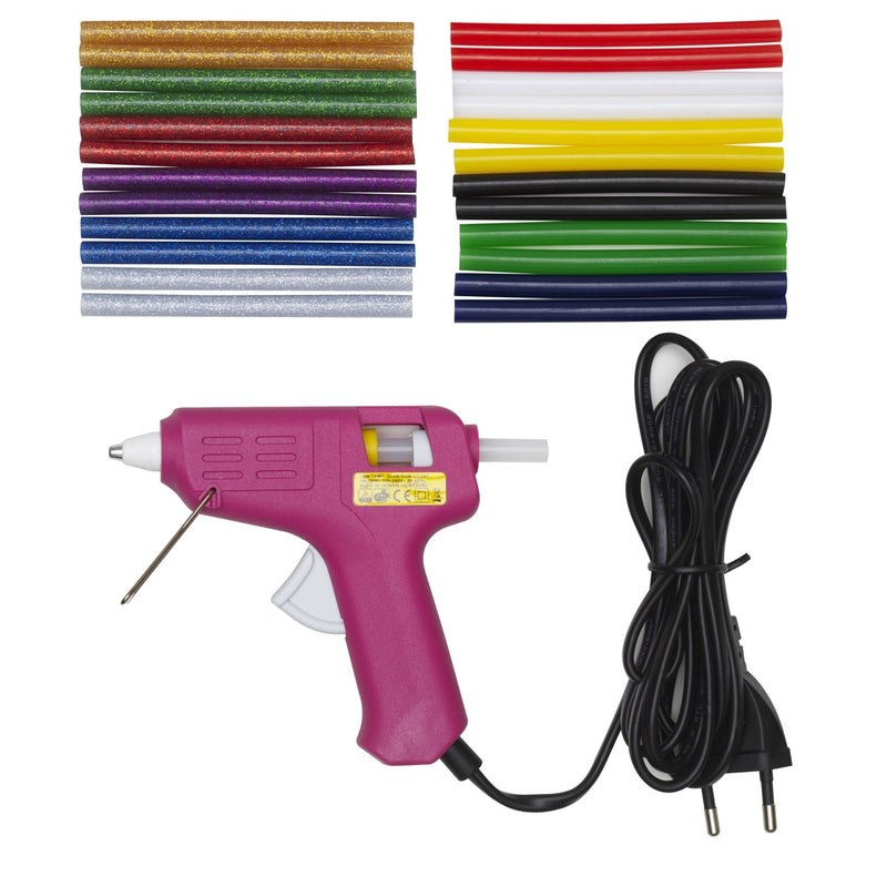 Lijmpistool - mini - lage temperatuur - inclusief 24 gekleurde lijmsticks