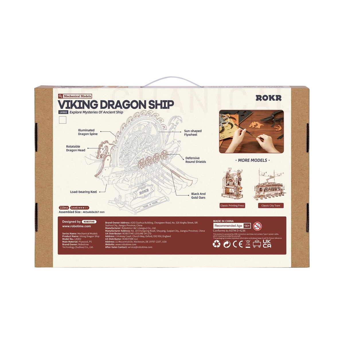 Robotime houten 3D puzzel - Viking Dragon Ship