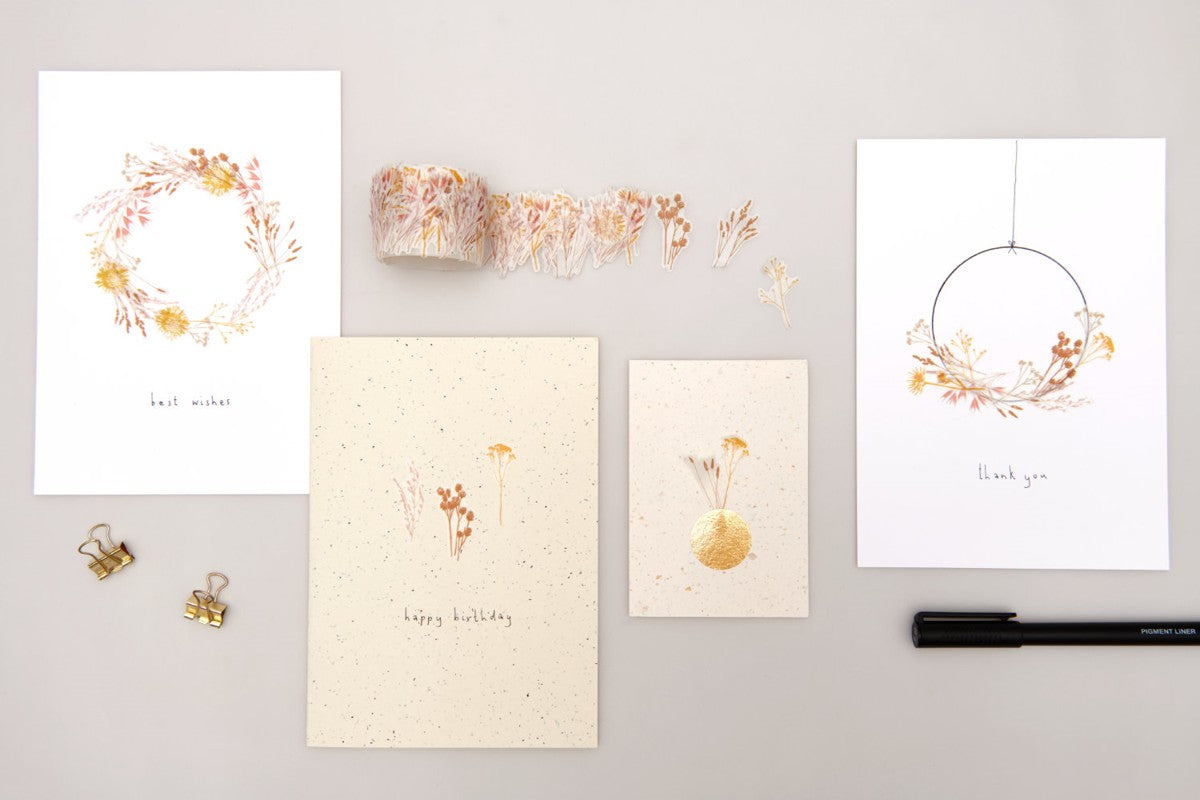 washi stickers - gedroogde bloemen