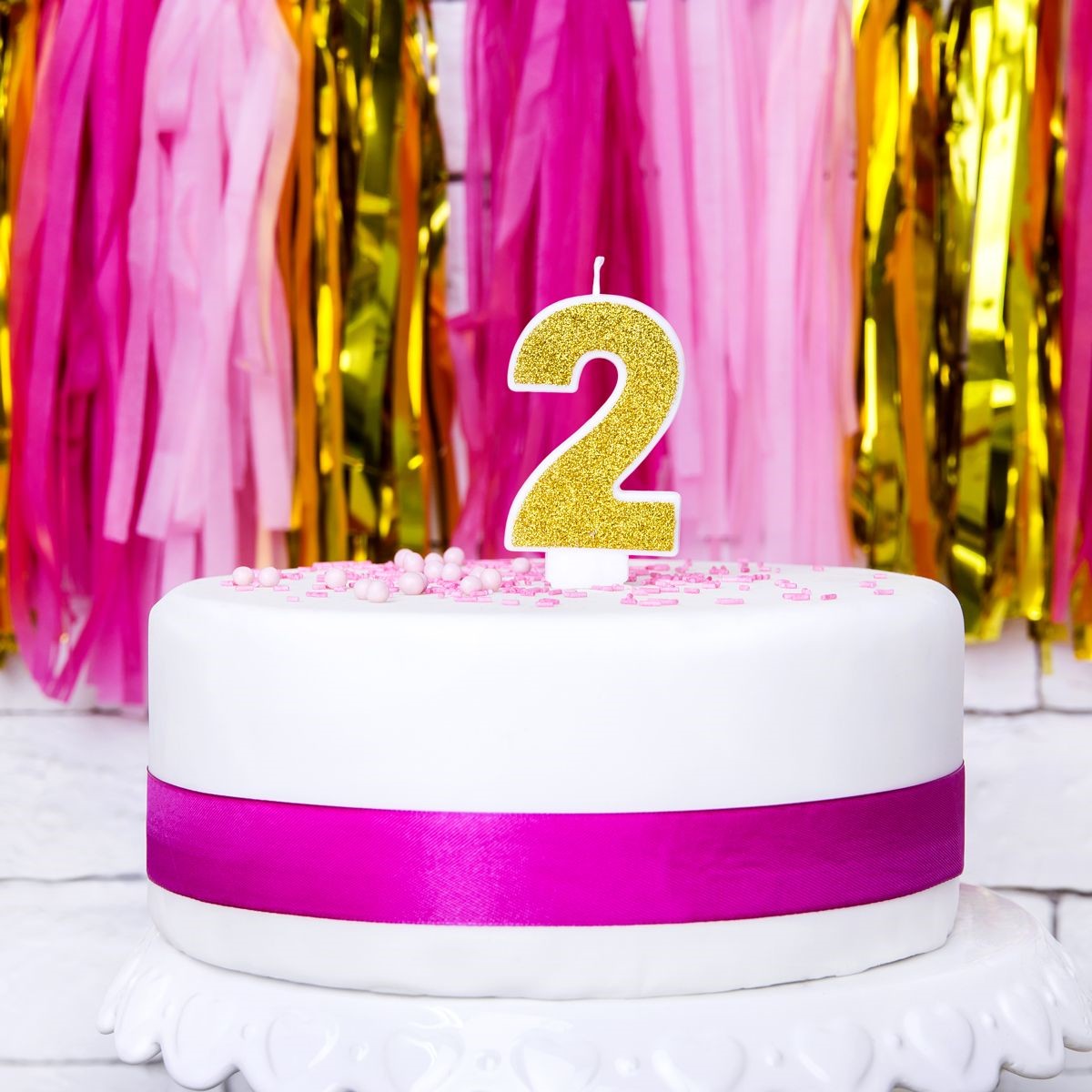 PartyDeco cijferkaars - glitter goud - 2
