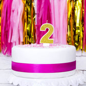 PartyDeco cijferkaars - glitter goud - 2