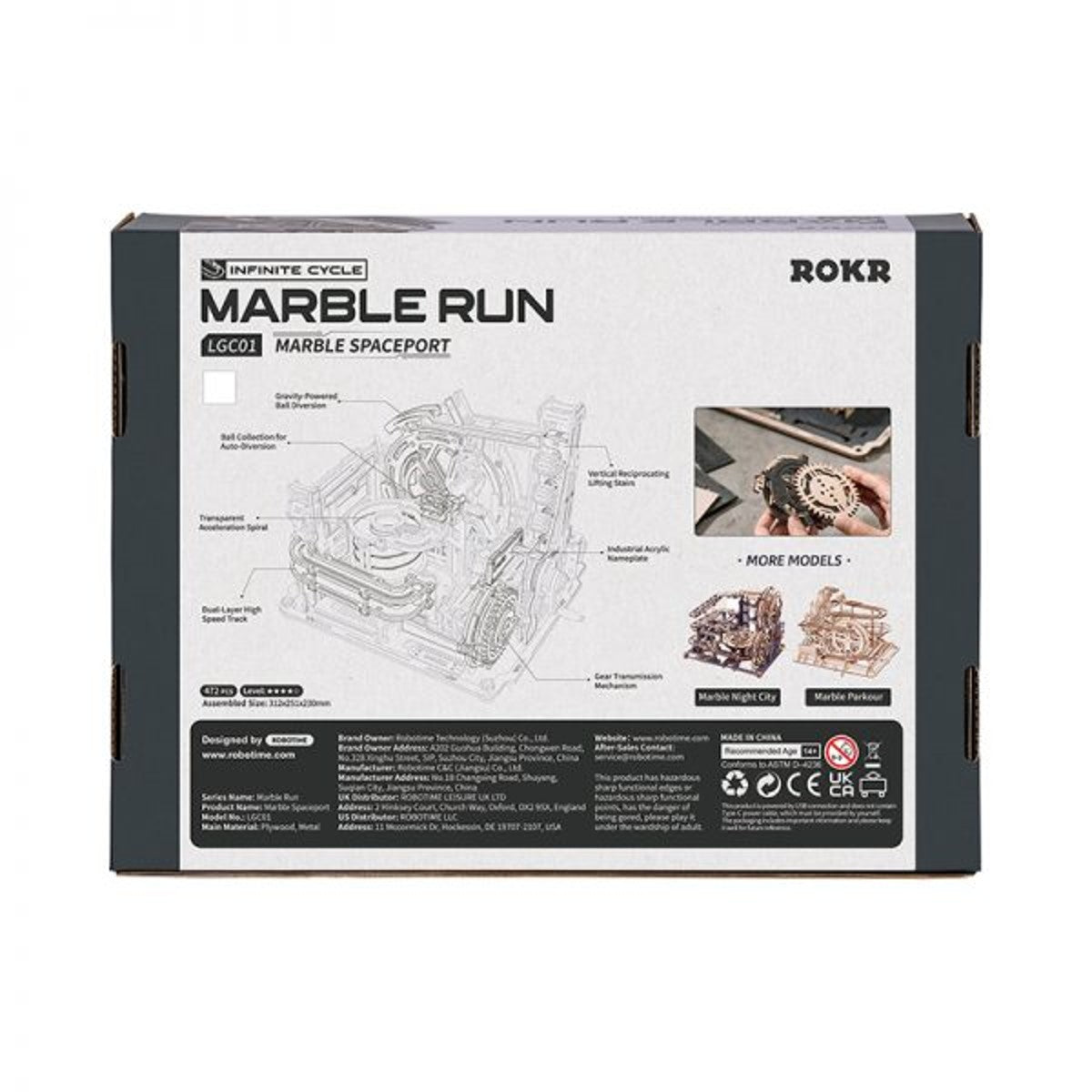 Robotime houten 3D puzzel - Marble Run Spaceport