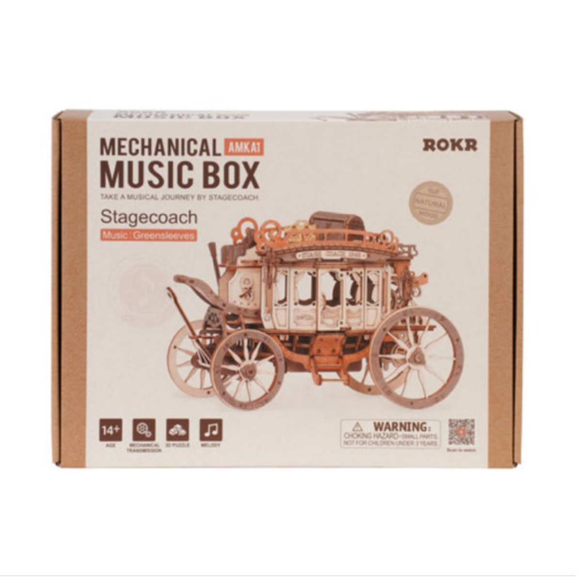 Robotime houten 3D puzzel - muziekdoos Stage Coach