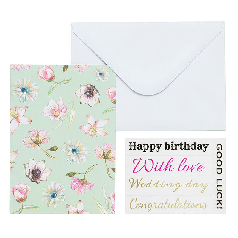 Wenskaart set - A5 - bloemen