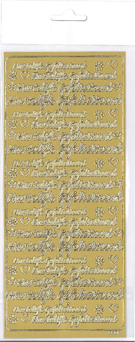Stickers - 2 vellen - goud/zilver - Hartelijk Gefeliciteerd