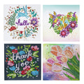 Diamond painting kaarten - 4 stuks - bloemen