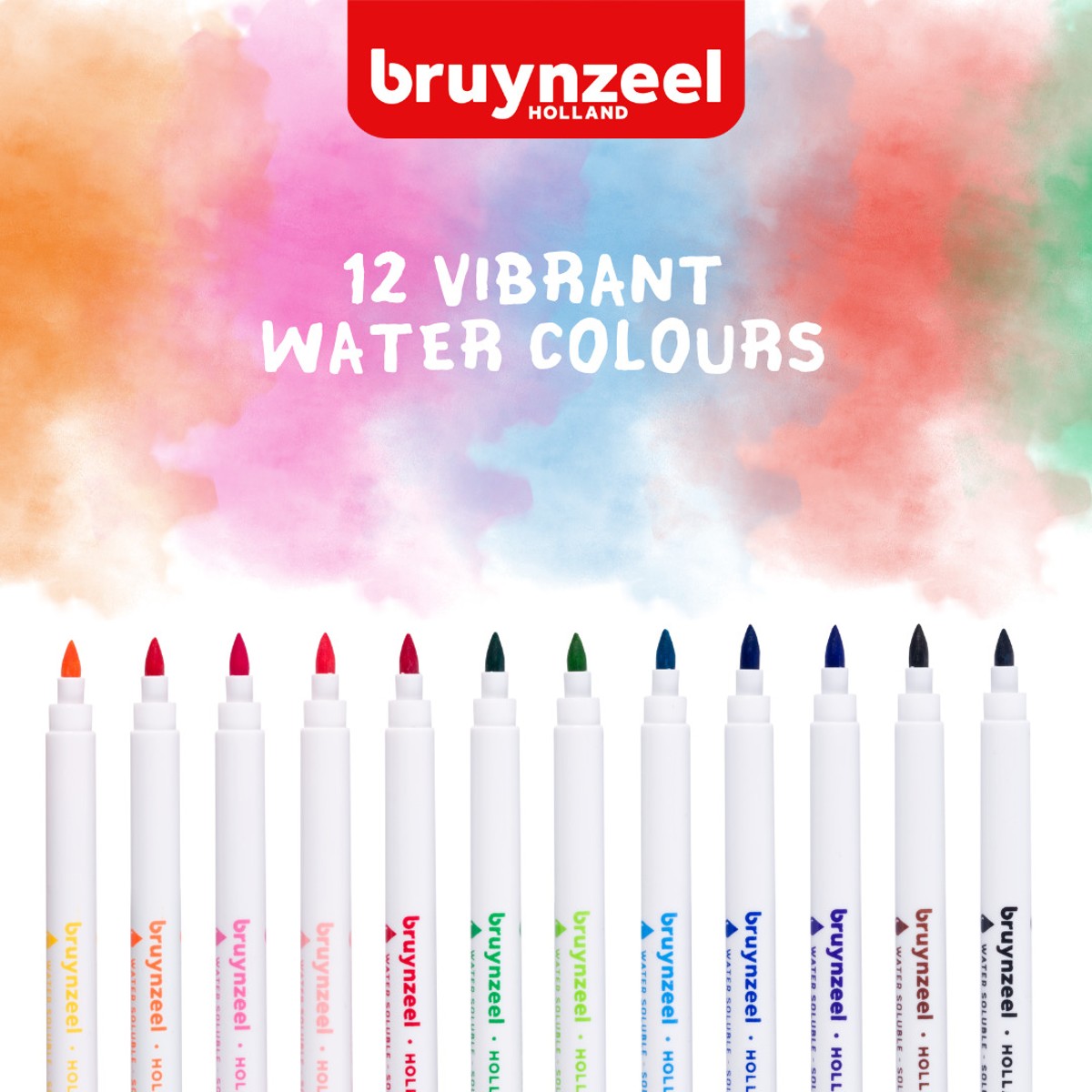 Bruynzeel waterverf viltstiften - 12 kleuren
