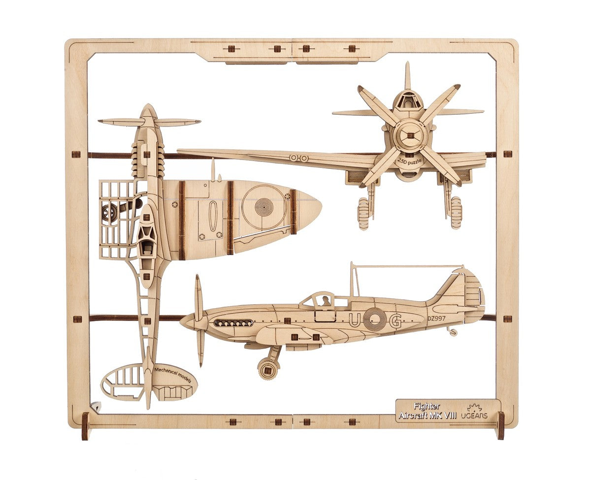 Ugears houten 2.5D puzzel - Fighter Aircraft