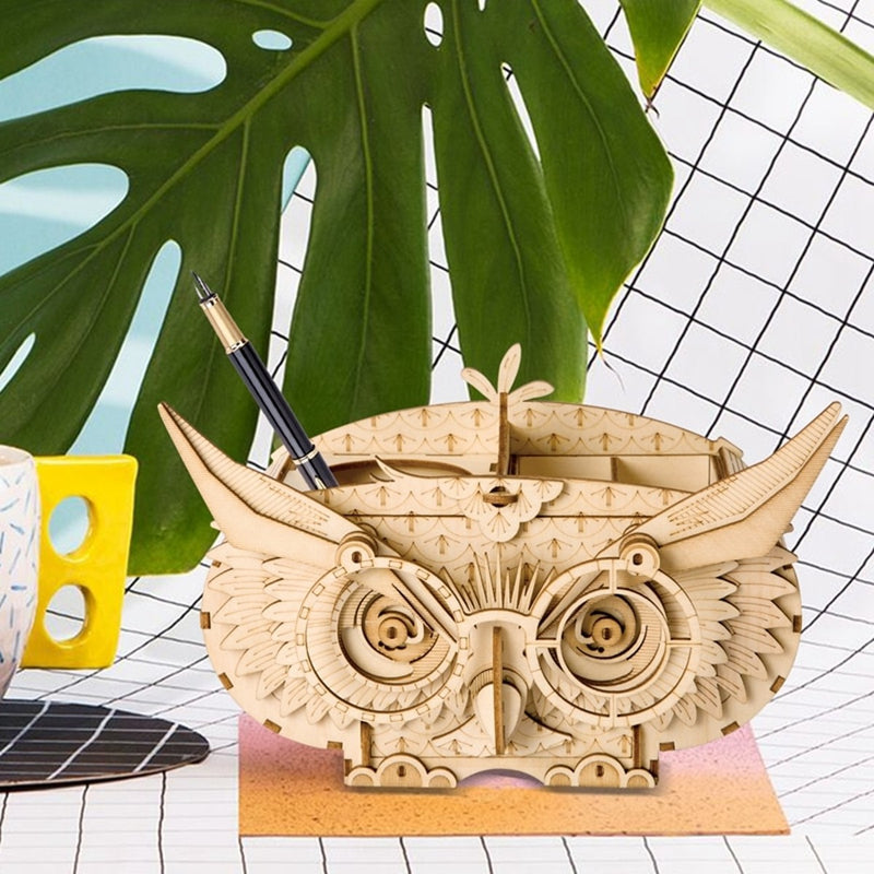 Robotime houten 3D puzzel - Owl Pen Box