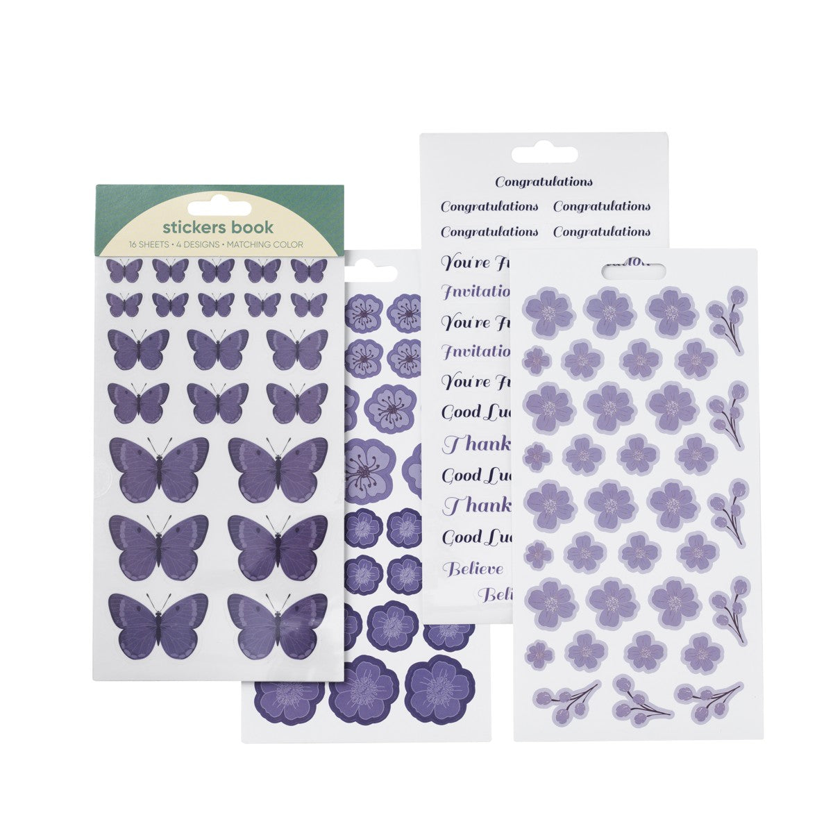 stickers 16 vellen - vlinders  paars