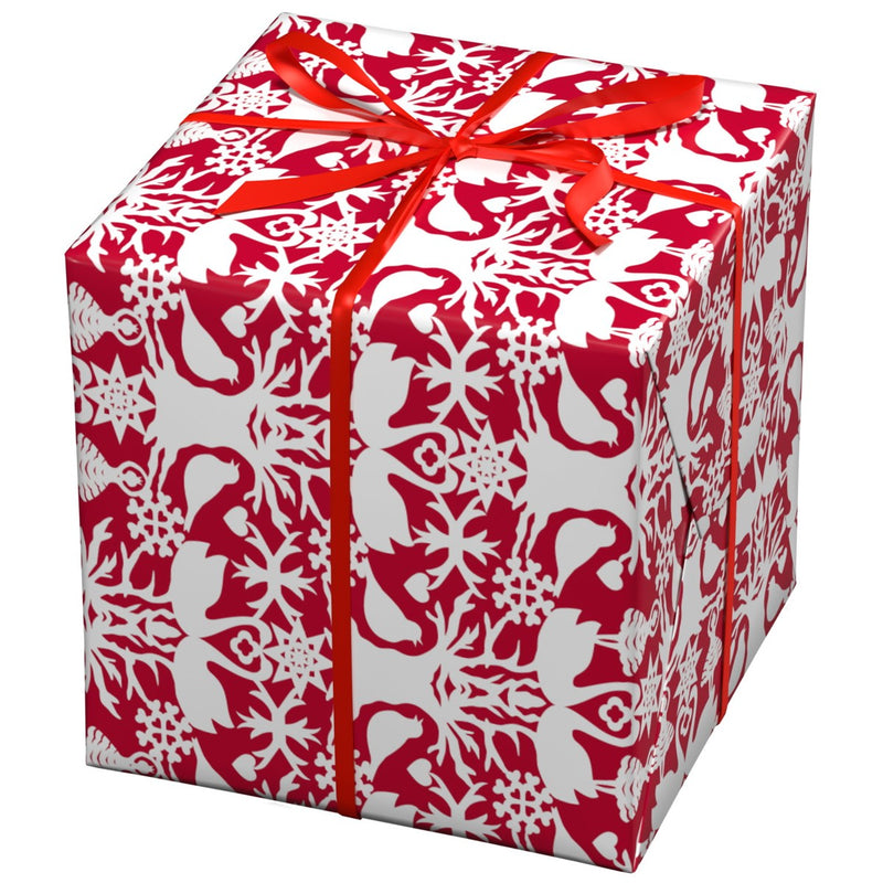 Cadeaupapier - 10 meter - rood/witte motieven